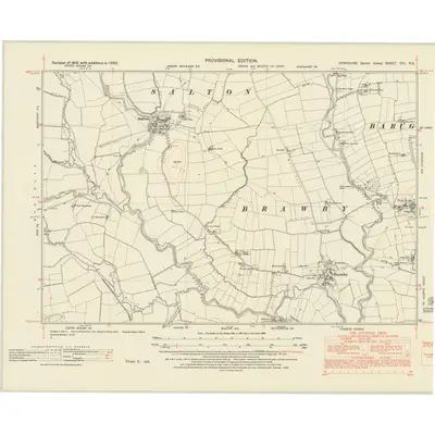 1950 Map of Yorkshire CVI.NE, 1953 Print
