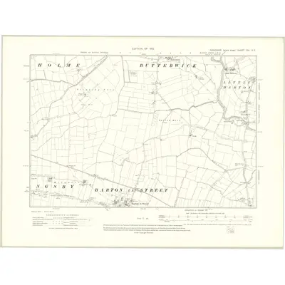 1909 Map of Yorkshire CVI.SE, 1912 Print