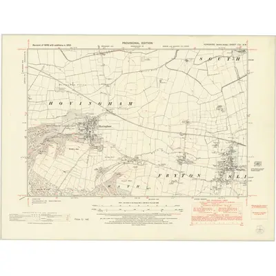 1950 Map of Yorkshire CVI.SW, 1953 Print
