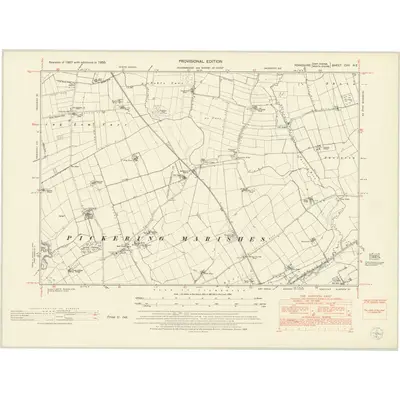 1950 Map of Yorkshire CVII.NE, 1953 Print