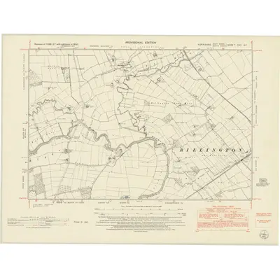 1950 Map of Yorkshire CVII.SE, 1953 Print