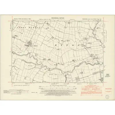 1950 Map of Yorkshire CVII.SW, 1953 Print