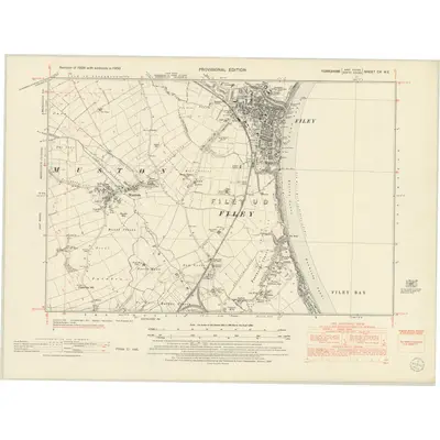 1950 Map of Yorkshire CX.NE, 1953 Print