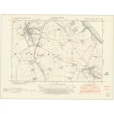1950 Map of Yorkshire CX.SE, 1953 Print