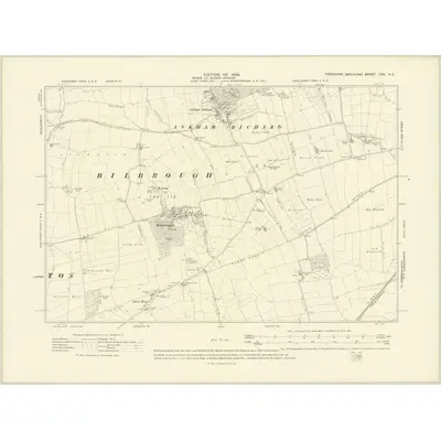 1906 Map of Yorkshire CXC.NE, 1909 Print