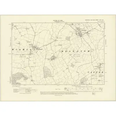 1906 Map of Yorkshire CXC.NW, 1909 Print