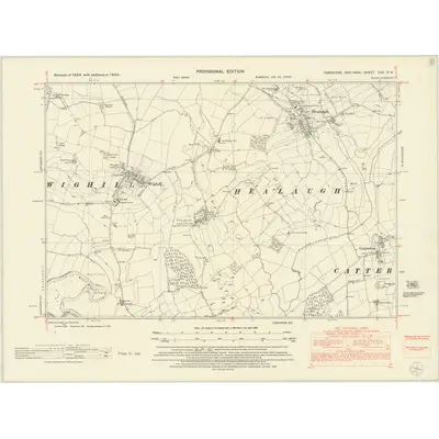 1950 Map of Yorkshire CXC.NW, 1953 Print