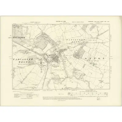 1906 Map of Yorkshire CXC.SW, 1909 Print