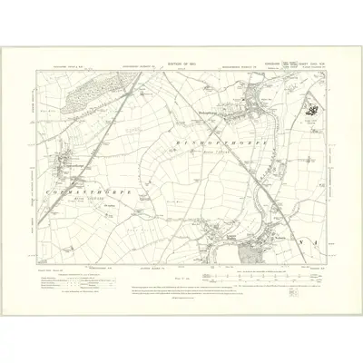 1906 Map of Yorkshire CXCI.NW, 1910 Print