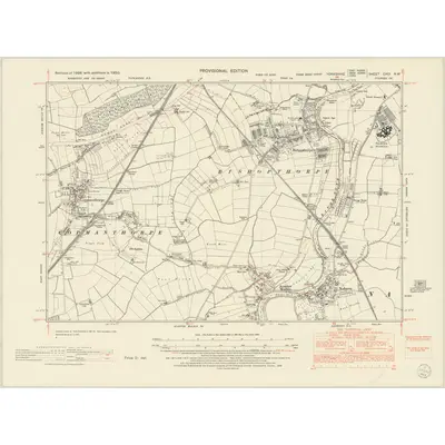 1950 Map of Yorkshire CXCI.NW, 1953 Print