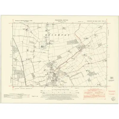 1950 Map of Yorkshire CXCI.SE, 1952 Print