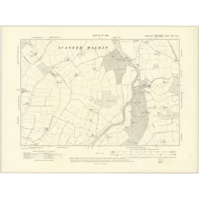 1906 Map of Yorkshire CXCI.SW, 1909 Print