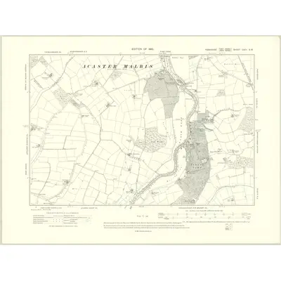 1906 Map of Yorkshire CXCI.SW, 1910 Print