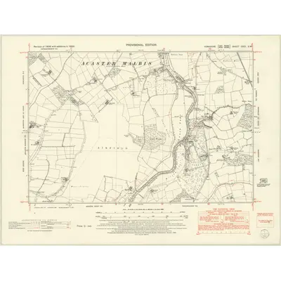 1950 Map of Yorkshire CXCI.SW, 1952 Print