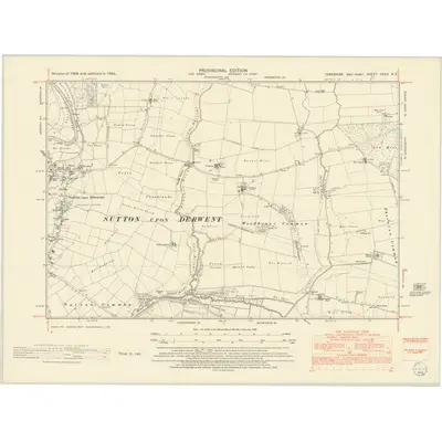 1950 Map of Yorkshire CXCII.NE, 1953 Print