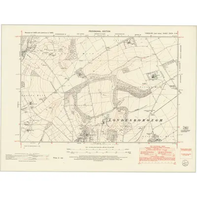 1950 Map of Yorkshire CXCIV.NW, 1953 Print