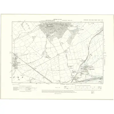 1908 Map of Yorkshire CXCIV.SW, 1911 Print