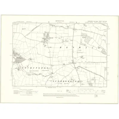 1908 Map of Yorkshire CXCV.NE, 1911 Print