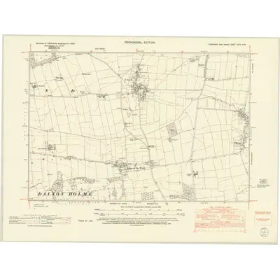 1950 Map of Yorkshire CXCV.NW, 1952 Print