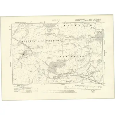 1907 Map of Yorkshire CXII.NW & CXII.SW, 1911 Print