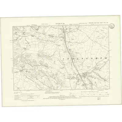 1907 Map of Yorkshire CXIV.SW, 1910 Print