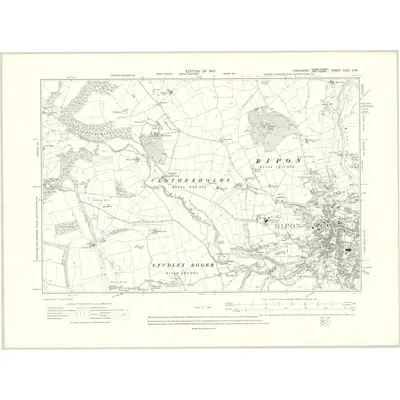 1907 Map of Yorkshire CXIX.NW, 1910 Print