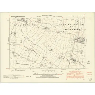 1950 Map of Yorkshire CXL.NE, 1952 Print
