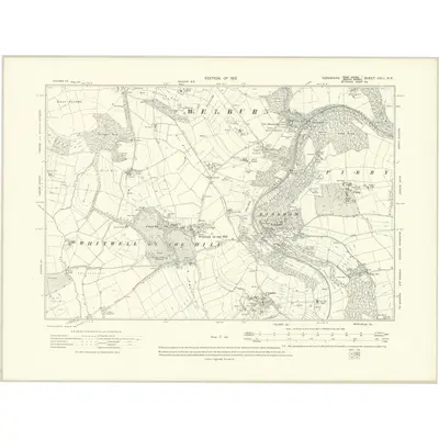 1909 Map of Yorkshire CXLI.NE, 1912 Print