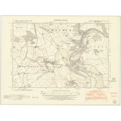 1950 Map of Yorkshire CXLI.NE, 1952 Print