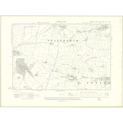 1909 Map of Yorkshire CXLI.NW, 1912 Print