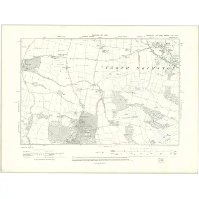 1909 Map of Yorkshire CXLII.NE, 1912 Print