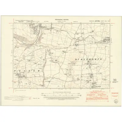 1950 Map of Yorkshire CXLII.NW, 1952 Print
