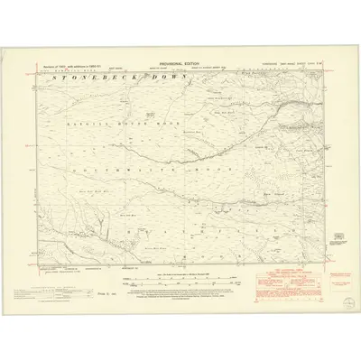 1950 Map of Yorkshire CXVII.SW, 1953 Print