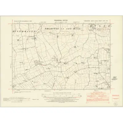 1950 Map of Yorkshire CXXI.NE, 1953 Print