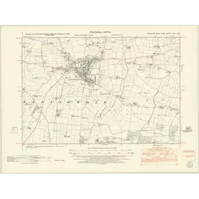 1950 Map of Yorkshire CXXI.SE, 1952 Print