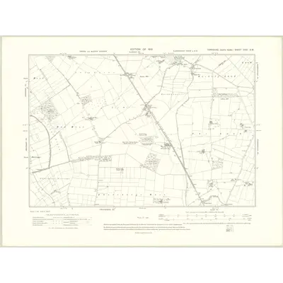 1909 Map of Yorkshire CXXI.SW, 1912 Print
