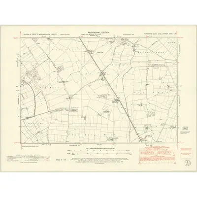 1950 Map of Yorkshire CXXI.SW, 1952 Print