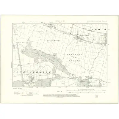 1909 Map of Yorkshire CXXIII.NE, 1912 Print