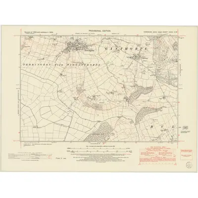 1950 Map of Yorkshire CXXIII.SW, 1953 Print