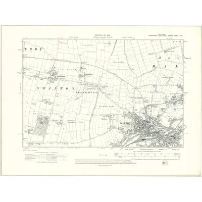 1909 Map of Yorkshire CXXIV.NW, 1913 Print