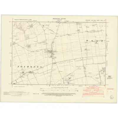 1950 Map of Yorkshire CXXVI.NE, 1953 Print