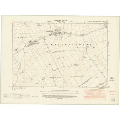 1950 Map of Yorkshire CXXVI.SW, 1953 Print
