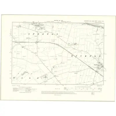 1909 Map of Yorkshire CXXVIII.NW, 1912 Print
