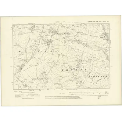 1907 Map of Yorkshire CXXXIV.SW, 1910 Print
