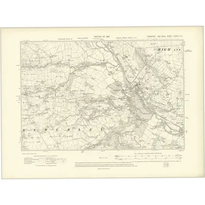 1907 Map of Yorkshire CXXXV.NE, 1910 Print