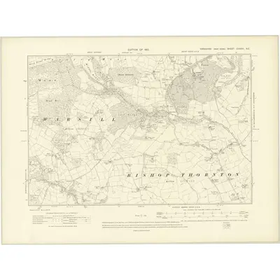 1907 Map of Yorkshire CXXXVI.NE, 1910 Print