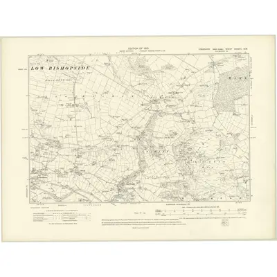 1908 Map of Yorkshire CXXXVI.NW, 1910 Print