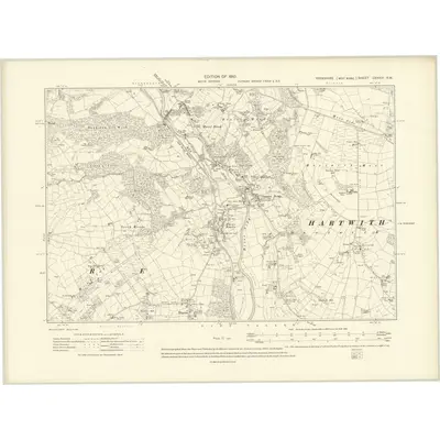 1907 Map of Yorkshire CXXXVI.SW, 1910 Print