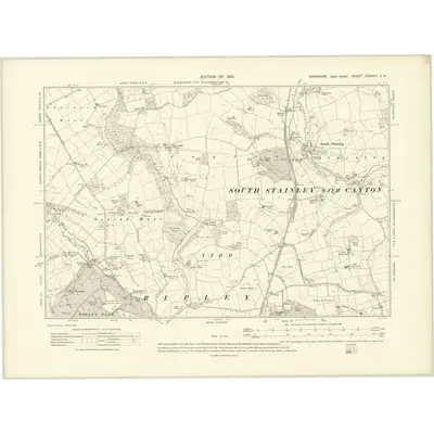 1907 Map of Yorkshire CXXXVII.SW, 1910 Print