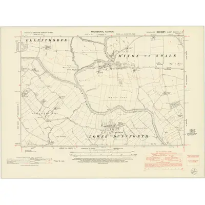 1951 Map of Yorkshire CXXXVIII.NE, 1953 Print